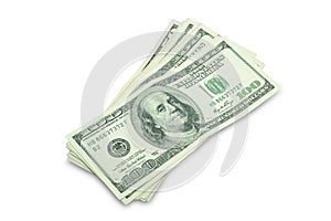 Group of US money isolated on white background with clipping path. I