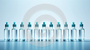 a group of vaccine bottles arranged neatly, conveying the significance of vaccination and healthcare.