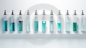a group of vaccine bottles arranged neatly, conveying the significance of vaccination and healthcare.
