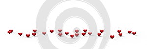 Group of Valentine Hearts on white background. 3D rendering