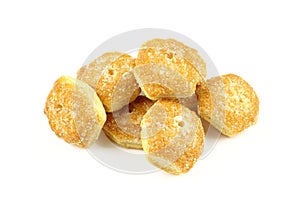 Group of vanilla filled bocconcini pastry.Baked sugary puffs