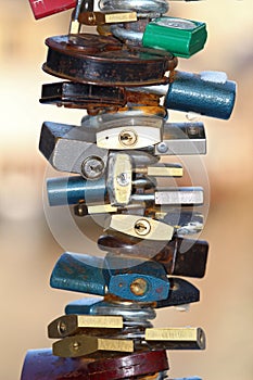 Group of various padlocks