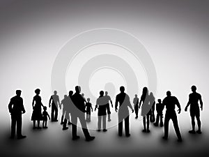 Group of various people silhouettes. Society photo