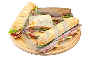 Group of various sandwiches