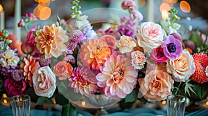 Group of Vases Filled With Different Colored Flowers