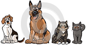 Group of Vector Cartoon Dogs And Cats