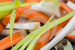 Group of vegetable soup ingredients