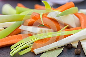 Group of vegetable soup ingredients