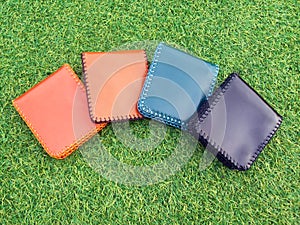 Group Wallets on grass