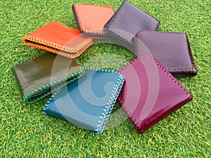 Group Wallets on grass