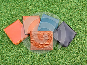 Group Wallets on grass