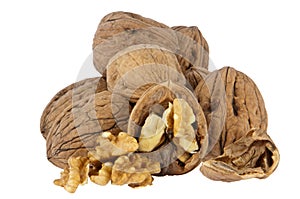 Group of Walnuts isolated on white