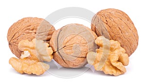 Group of walnuts isolated on white background