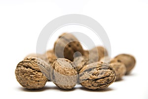 Group of walnuts isolated on white background