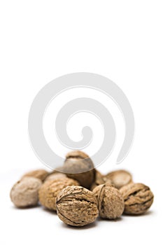 Group of walnuts isolated on white background
