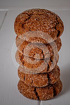 A group of Warm Homemade Gingersnap Cookies