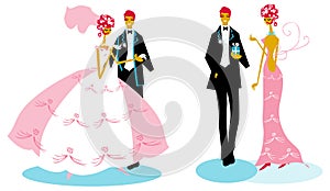 Group wedding man woman Bride