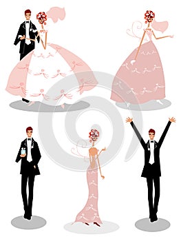 Group wedding people icons