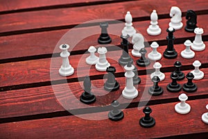 A group of white and black chess