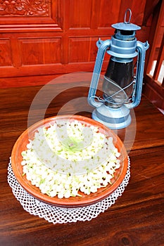 Group of white budded jasmine for making garland