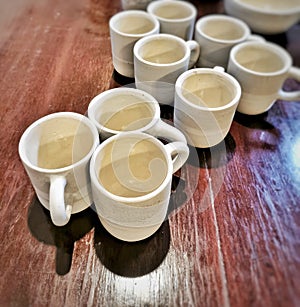 Group of white ceramic cups