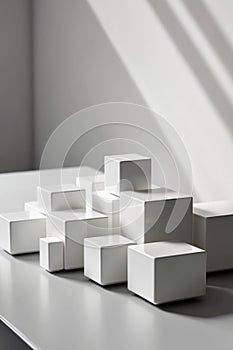 A group of white cubes sitting on top of a table.
