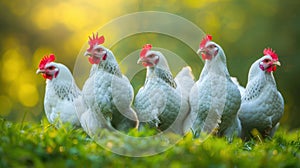 The group of white hens.AI generated image