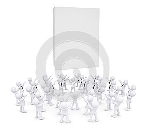 Group of white people worshiping box