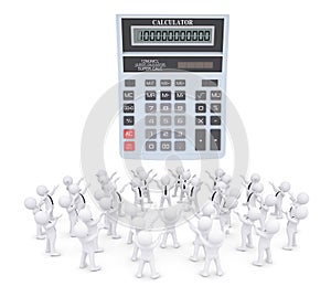 Group of white people worshiping calculator