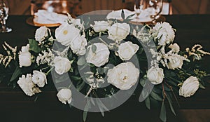 Group of white roses, wedding decorations