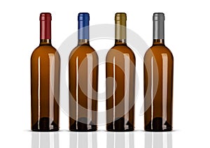 Group of white wine bottles with no label