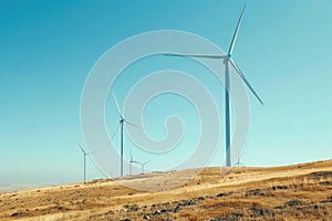 A group of wind turbines stand tall on a hill, harnessing the power of the wind to generate sustainable energy