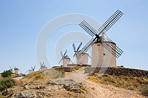 Group of windmills in Campo de Criptana. La Mancha, Consuegra, Spain