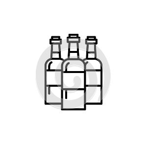 Group of wine bottle icon Illustration. Simple thin line style symbol