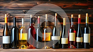 Group of Wine Bottles on Table