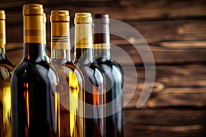Group of Wine Bottles on Table