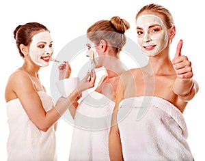 Group women with facial mask.