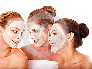 Group women with facial mask.