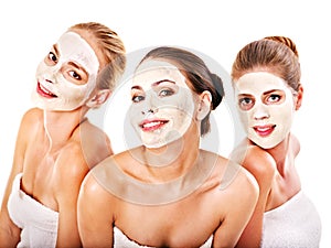 Group women with facial mask.