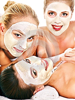 Group women with facial mask.