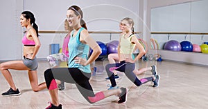 Group of women performing aerobics