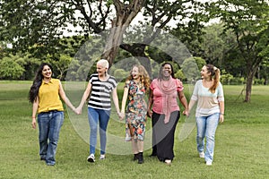 Group of Women Socialize Teamwork Happiness Concept