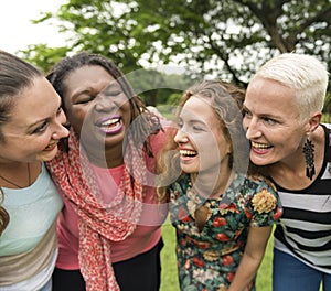 Group of Women Socialize Teamwork Happiness Concept