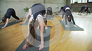 Group of women stretching on mats.