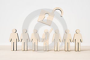 Group of wooden businessman, leadership concept