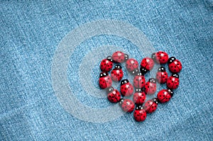 A group of wooden ladybugs