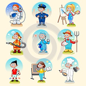 Group of workers for children