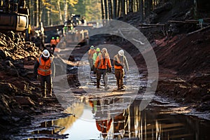 A group of workers at a drilling site.