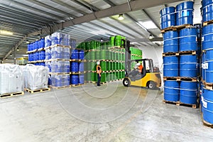 Group of workers in the logistics industry work in a warehouse w photo