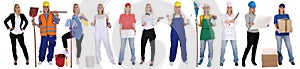 Group of workers professions women business standing occupation